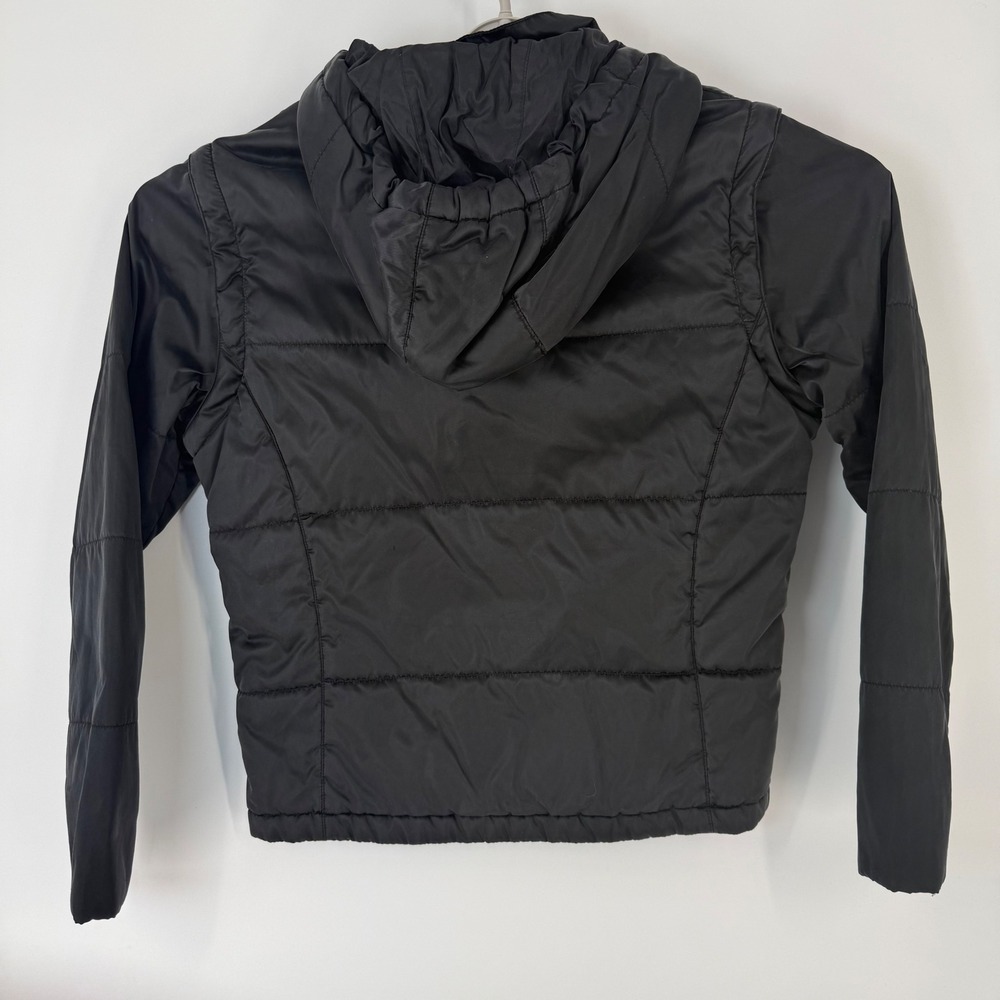 VTG Y2K Nike Women Hooded Puffer Jacket Vest Black Convertible Sleeve Sz L 12 14 - Picture 3 of 8